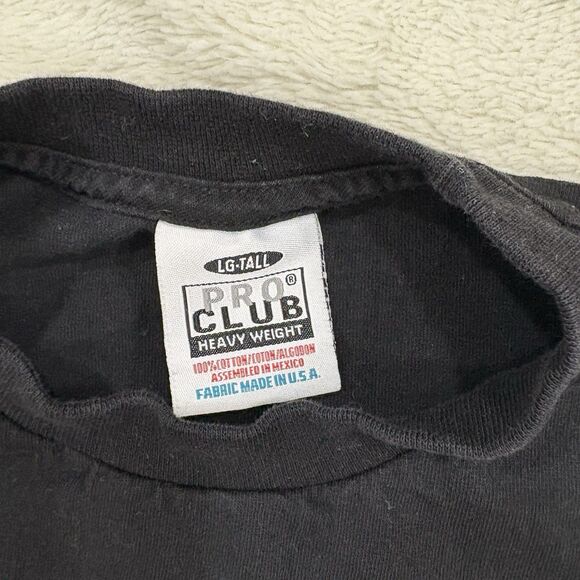 Lot Of 2 VTG Pro Club T Shirts Men's Large Black Crew Blank Heavyweight USA - Picture 3 of 5